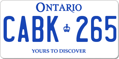 ON license plate CABK265