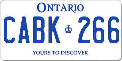 ON license plate CABK266