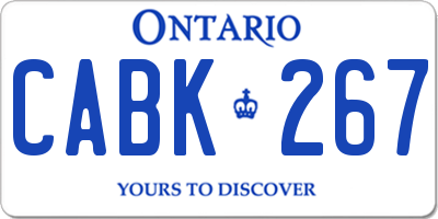 ON license plate CABK267