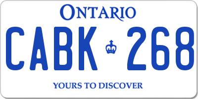 ON license plate CABK268