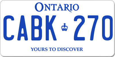 ON license plate CABK270