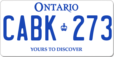 ON license plate CABK273