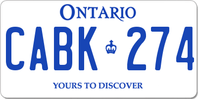 ON license plate CABK274