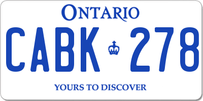 ON license plate CABK278