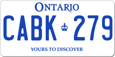 ON license plate CABK279