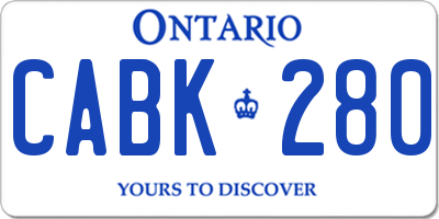 ON license plate CABK280