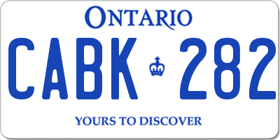 ON license plate CABK282