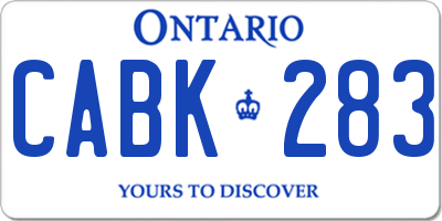 ON license plate CABK283