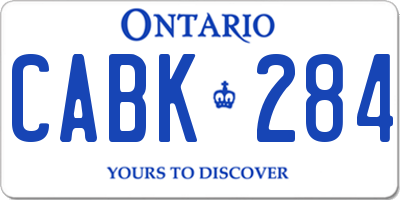 ON license plate CABK284