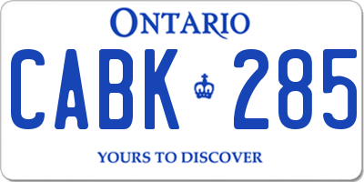 ON license plate CABK285