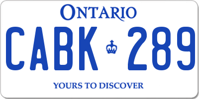 ON license plate CABK289