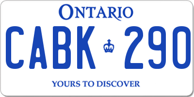 ON license plate CABK290