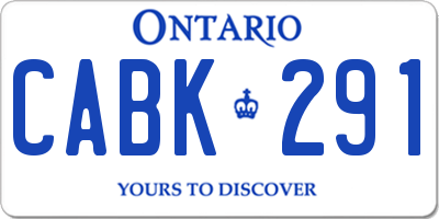 ON license plate CABK291