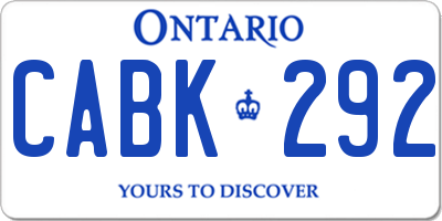 ON license plate CABK292