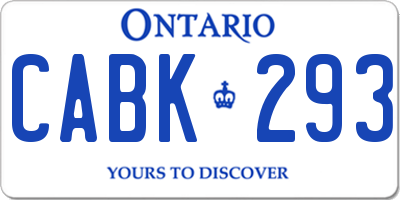 ON license plate CABK293