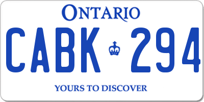 ON license plate CABK294