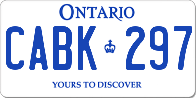 ON license plate CABK297