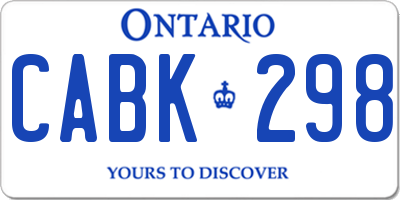 ON license plate CABK298