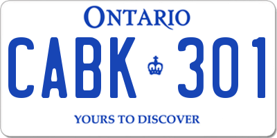 ON license plate CABK301