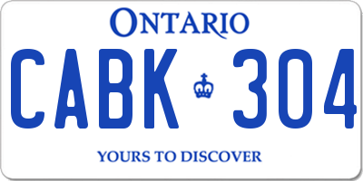 ON license plate CABK304