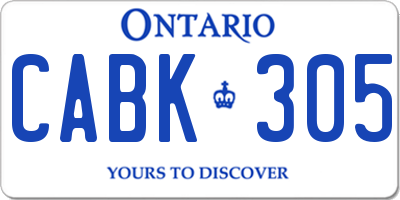 ON license plate CABK305