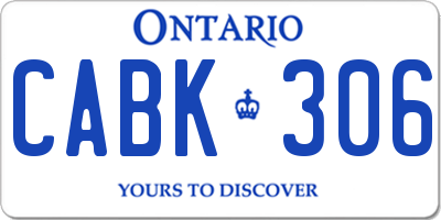 ON license plate CABK306