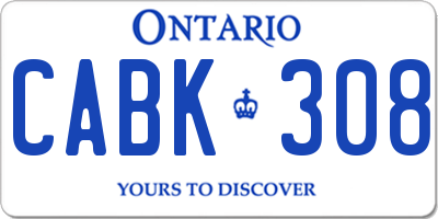 ON license plate CABK308