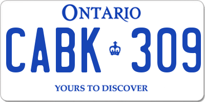 ON license plate CABK309