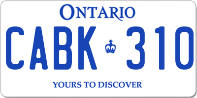 ON license plate CABK310