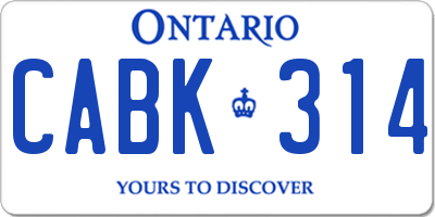 ON license plate CABK314