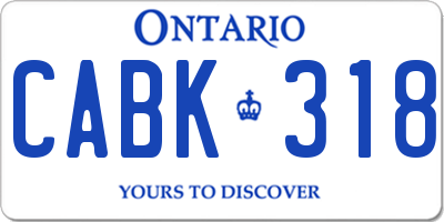 ON license plate CABK318