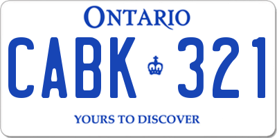 ON license plate CABK321