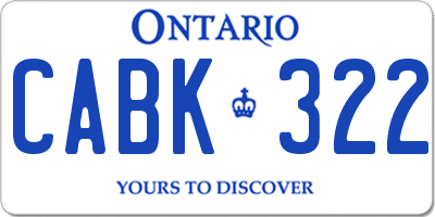 ON license plate CABK322