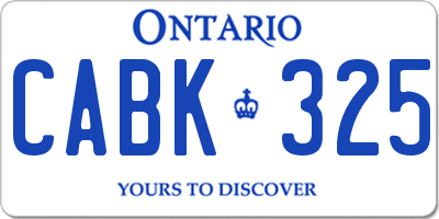 ON license plate CABK325