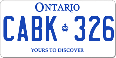 ON license plate CABK326