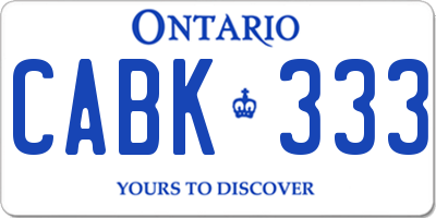 ON license plate CABK333