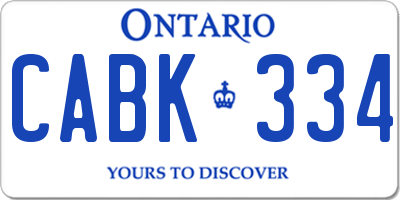 ON license plate CABK334