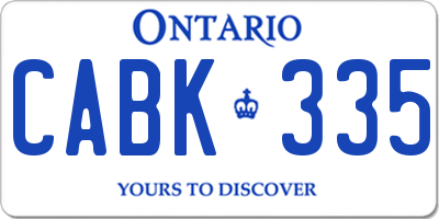 ON license plate CABK335