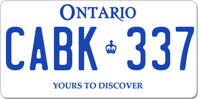 ON license plate CABK337