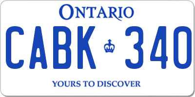 ON license plate CABK340