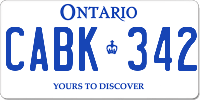 ON license plate CABK342