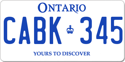 ON license plate CABK345