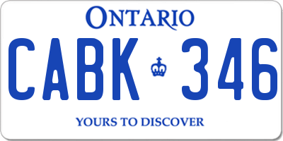 ON license plate CABK346