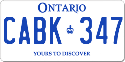 ON license plate CABK347