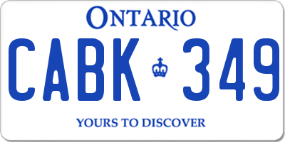 ON license plate CABK349