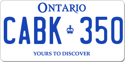 ON license plate CABK350