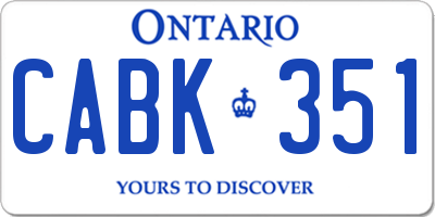 ON license plate CABK351