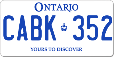 ON license plate CABK352