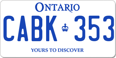 ON license plate CABK353