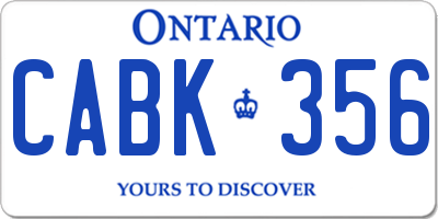 ON license plate CABK356